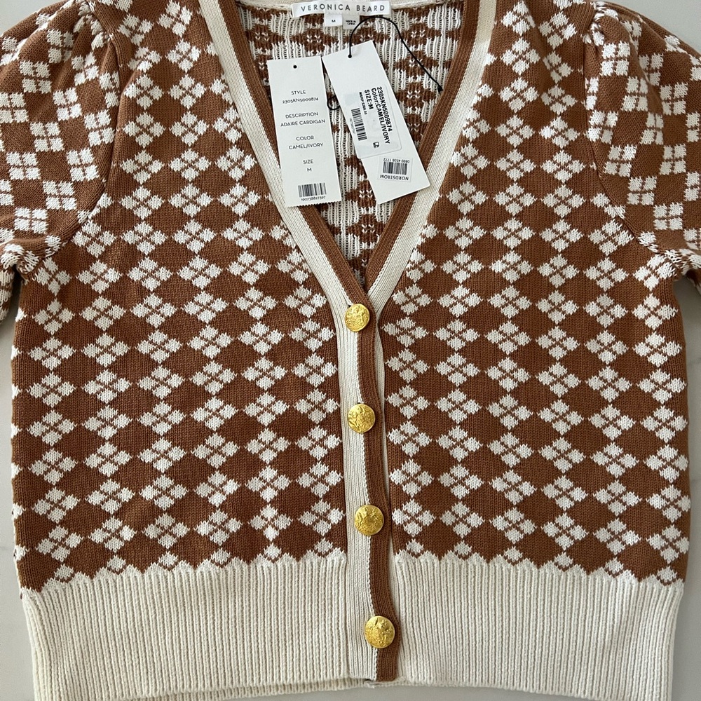 Veronica Beard Adaire Camel/Ivory Cardigan